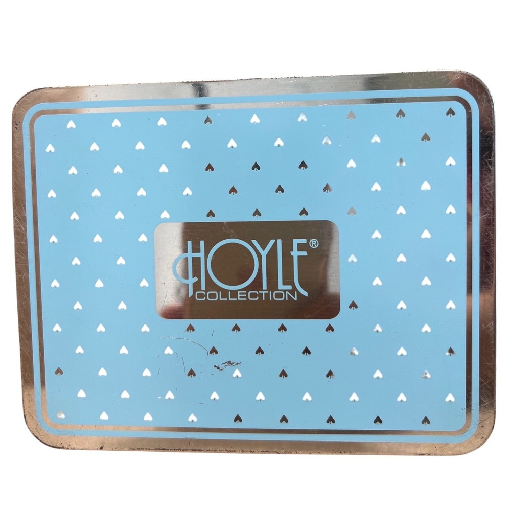 Vintage Hoyle Collection Playing Card Set Light Blue Metal Tin Made in England - Picture 1 of 5